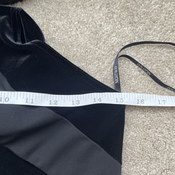 Vintage Velvet Maxi Dress Women 8 Black Halter Stripe Goth Vampy HOCO Prom - Picture 6 of 7